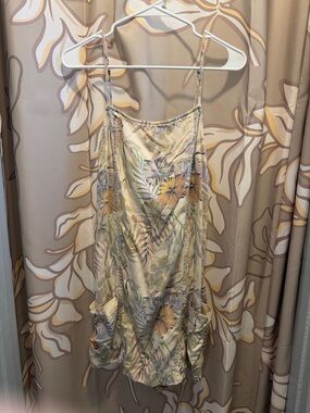 Rip Curl Floral Mini Dress in Cream with Yellow & Green Accents